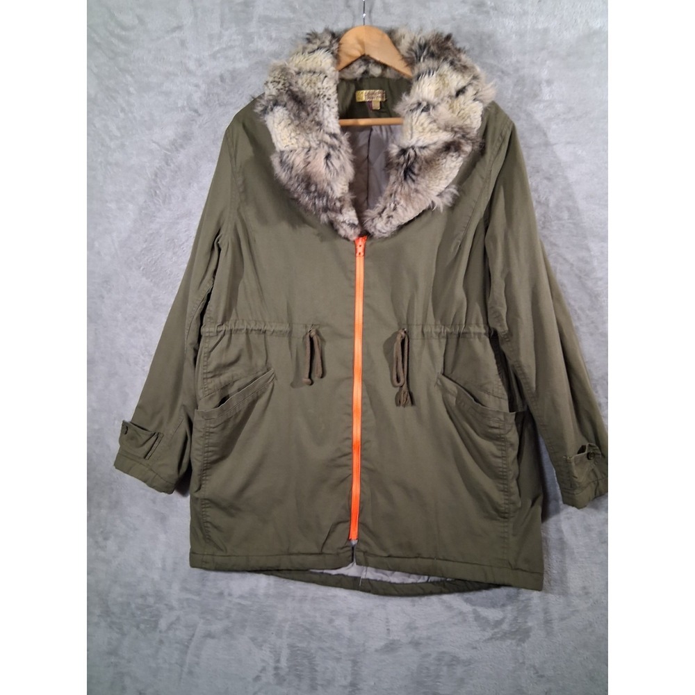 Princess Vera Wang Utility Anorak Parka Jacket Faux Fur Collar Gorpcore XL
